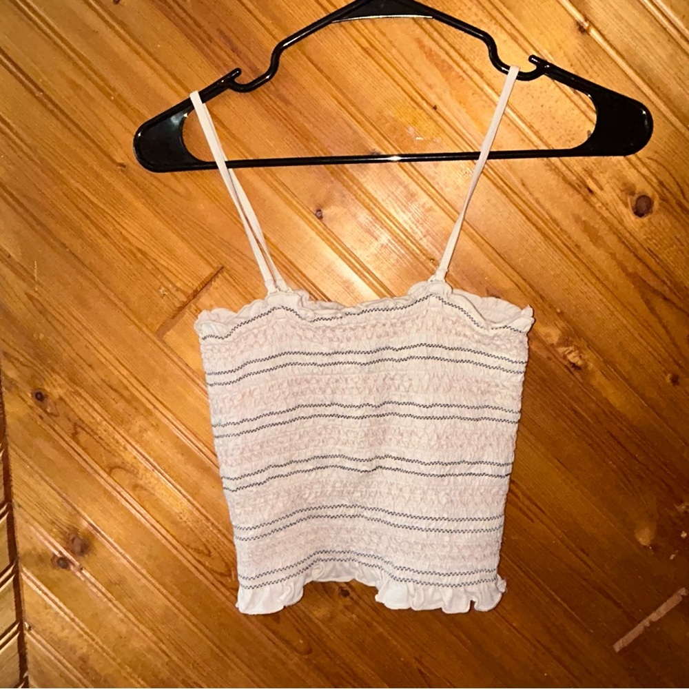 RETRO AMERICAN EAGLE Cream Striped Women's tube tank Top small